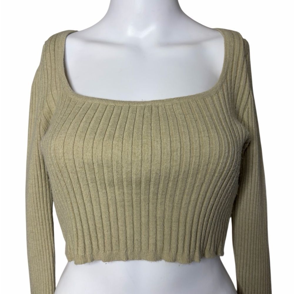 Double Zero Ribbed Knit Long Sleeve Crop Top Size Small